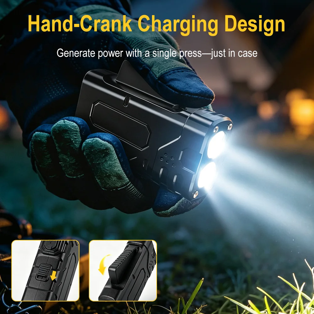 BORUIiT Hand Crank EDC LED Fla - Outdoor Hunting And Fishing review and price